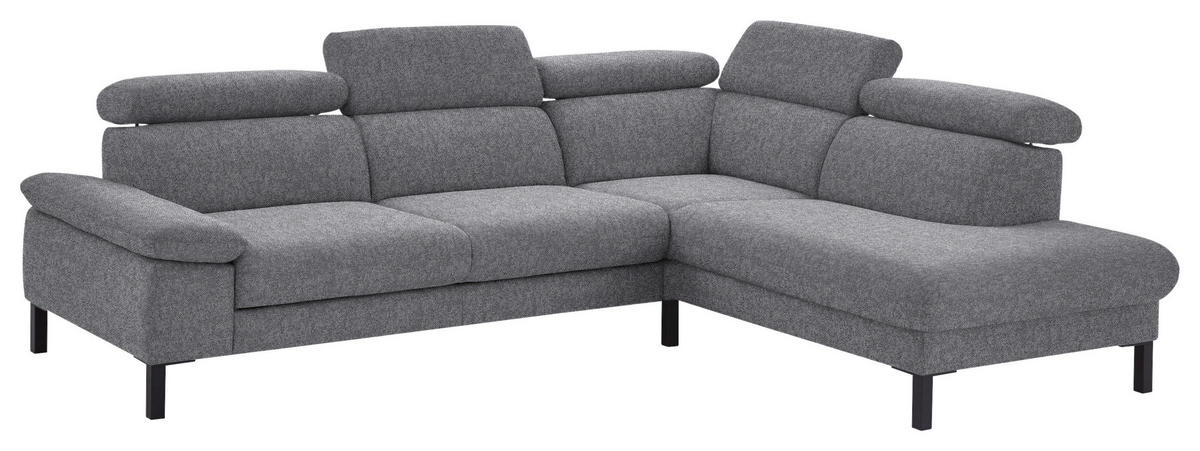ECKSOFA in Flachgewebe Grau  - Schwarz/Grau, Design, Holzwerkstoff/Textil (272/217cm) - Pure Home Comfort
