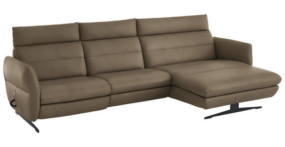 ECKSOFA in Echtleder Hellbraun 300/157 cm - Hellbraun/Schwarz, Design, Leder/Metall (300/157cm) - Dieter Knoll