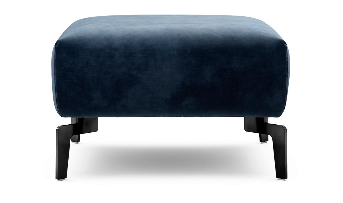 HOCKER Samt Dunkelblau  - Schwarz/Dunkelblau, Design, Textil/Metall (70/70/46cm) - SENSOO