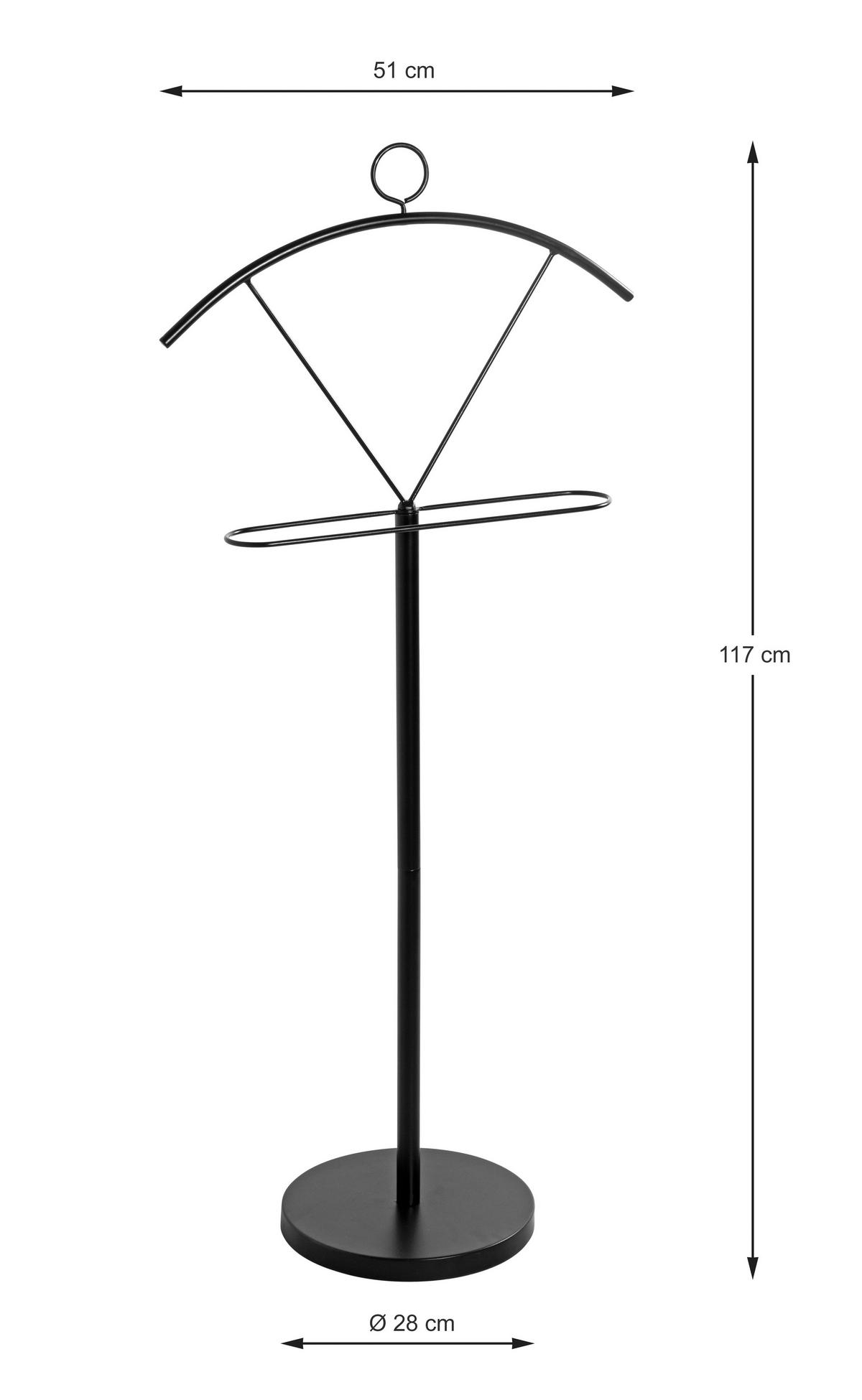 HERRENDIENER in Schwarz 51/117/28 cm   - Schwarz, Basics, Metall (51/117/28cm)
