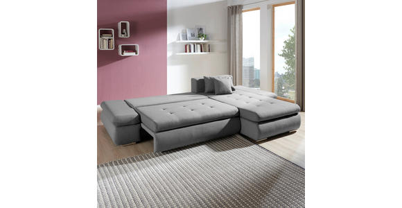 ECKSOFA  in Webstoff Hellgrau  - Chromfarben/Hellgrau, Design, Kunststoff/Textil (302/187cm) - Carryhome