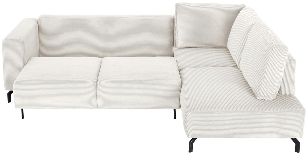 ECKSOFA Creme Cord  - Creme/Schwarz, MODERN, Textil (272/210cm) - P & B