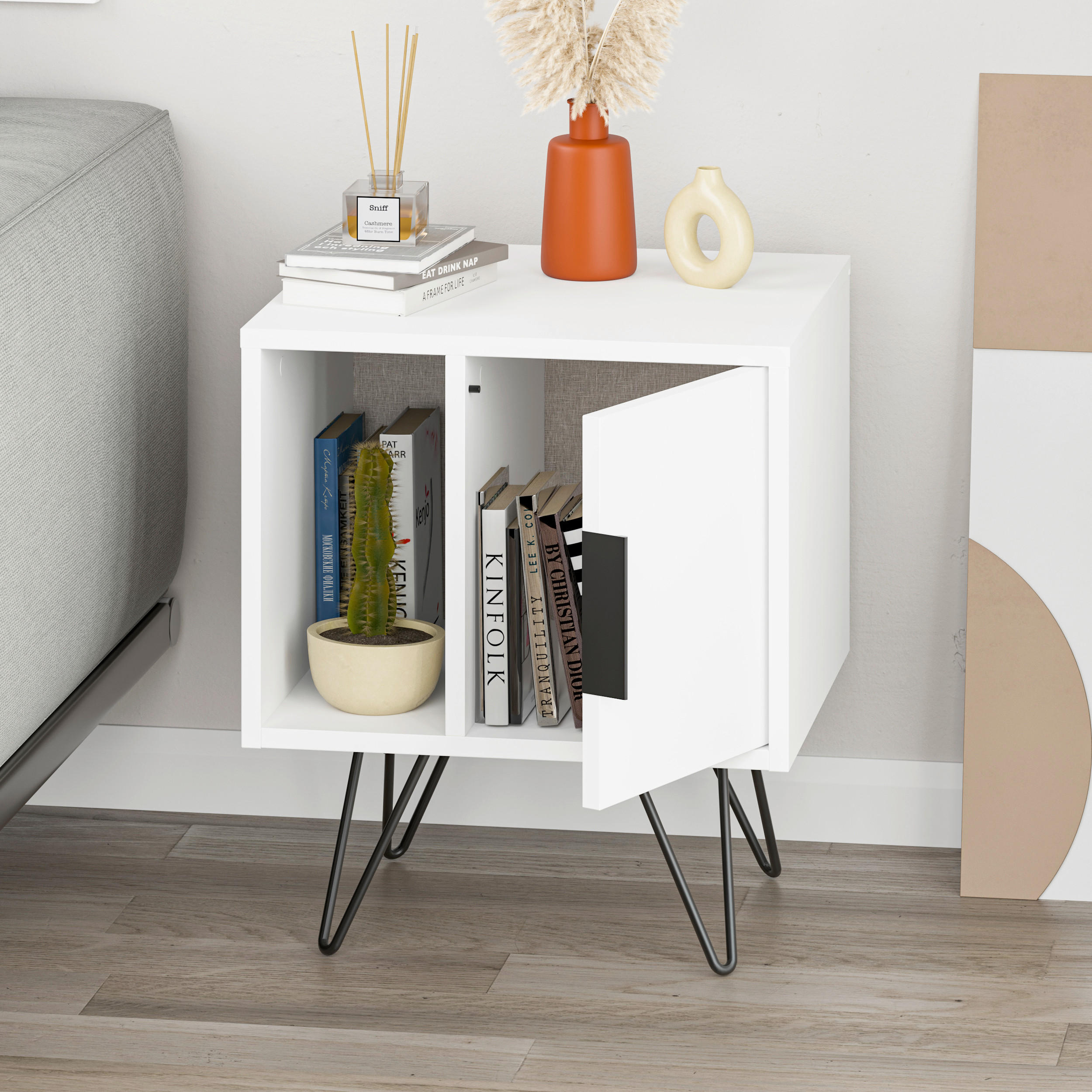 KINDERNACHTSCHRANK 45/50/35 cm  - Weiß, Design, Holzwerkstoff/Metall (45/50/35cm) - Livetastic