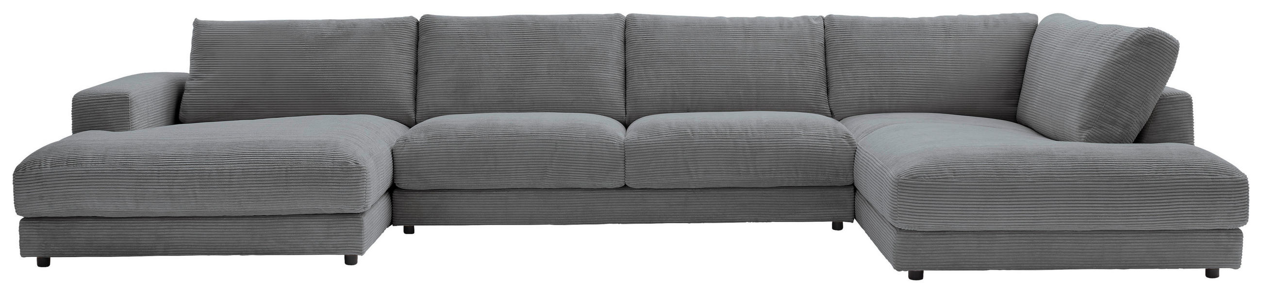 WOHNLANDSCHAFT in Cord Dunkelgrau  - Dunkelgrau/Schwarz, Design, Kunststoff/Textil (190/425/224cm) - Hom`in