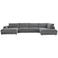 WOHNLANDSCHAFT in Cord Dunkelgrau  - Dunkelgrau/Schwarz, Design, Kunststoff/Textil (190/425/224cm) - Hom`in