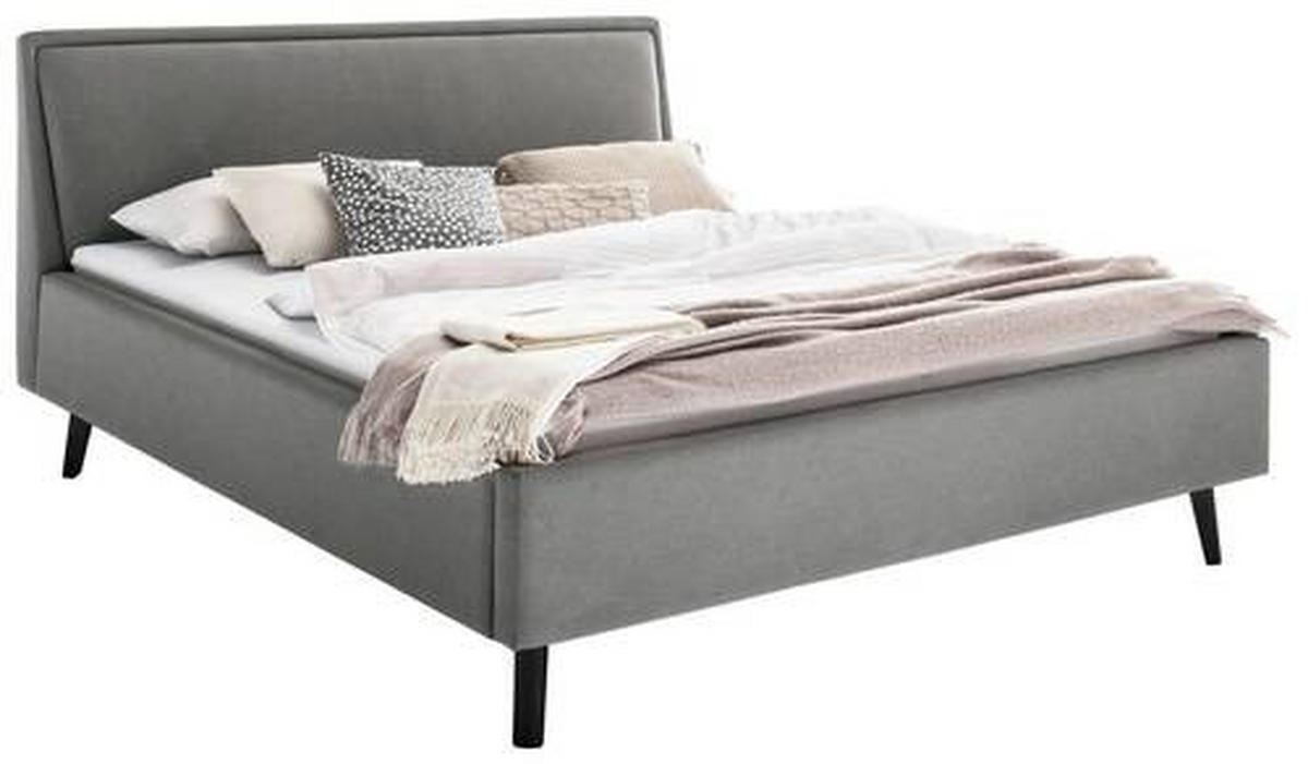 POLSTERBETT 140/200 cm  in Hellgrau  - Hellgrau/Schwarz, KONVENTIONELL, Holz/Textil (140/200cm) - Livetastic