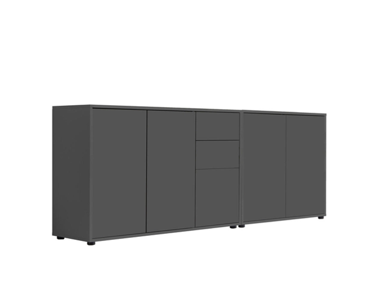 SIDEBOARD 184,5/73/33 cm  in Anthrazit  - Anthrazit/Schwarz, MODERN, Holzwerkstoff/Kunststoff (184,5/73/33cm) - MID.YOU