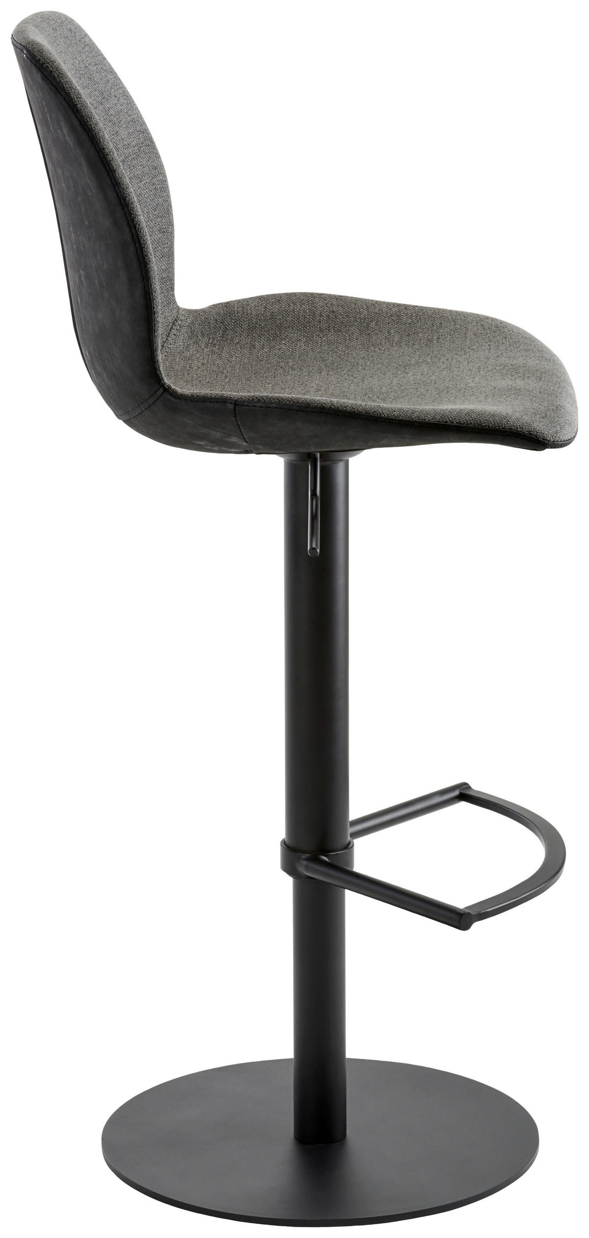 BARHOCKER Webstoff Anthrazit, Schwarz Stahl Sitzfläche 360° drehbar, abwischbar  - Anthrazit/Schwarz, Design, Textil/Metall (46/84,5-109,5/50cm) - Novel