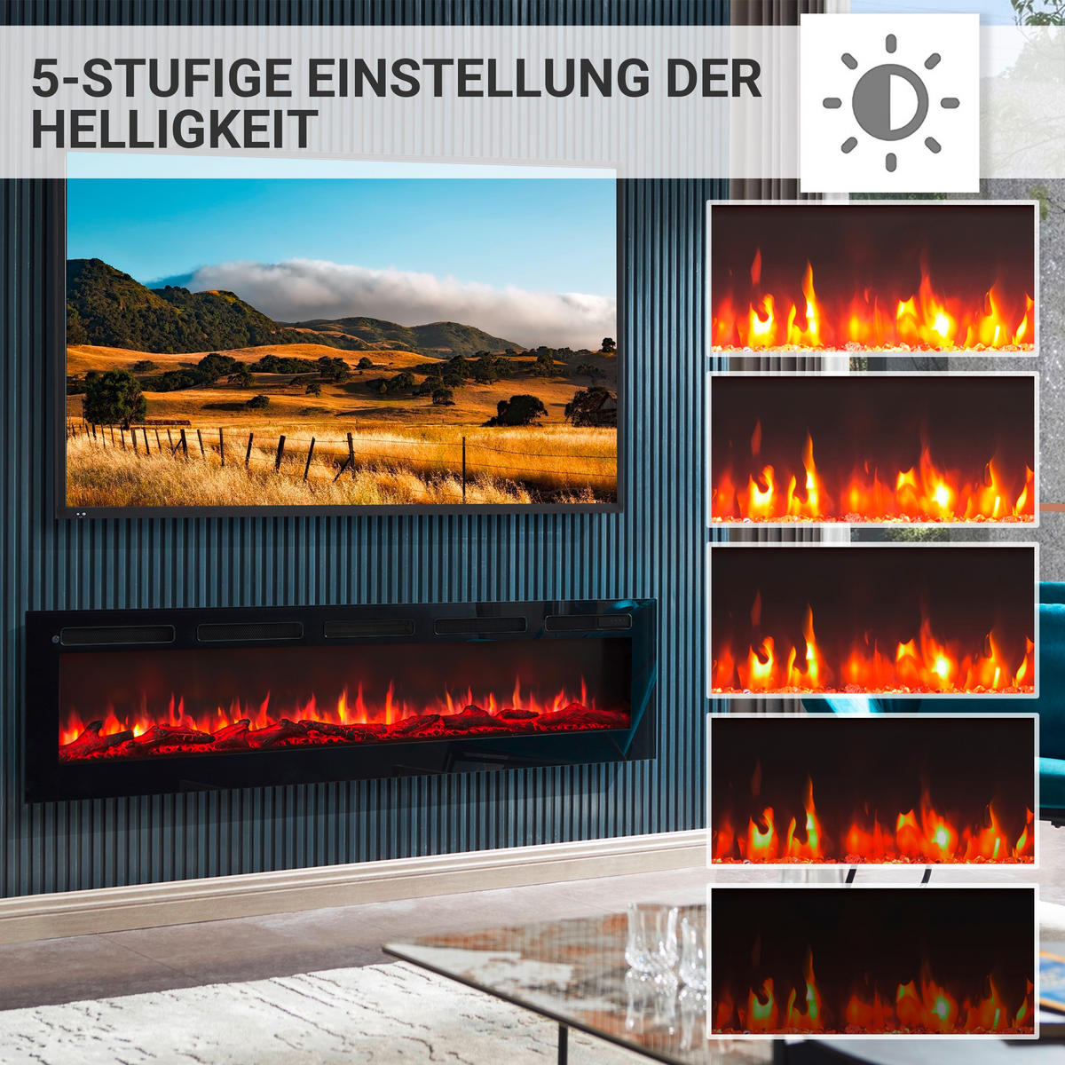 ELEKTROKAMIN - Schwarz, Basics, Metall (178/43/15cm)