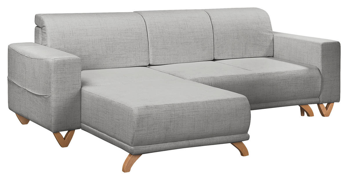 ECKSOFA Bella Grau Textilgeflecht  - Wengefarben/Grau, Design, Holz/Textil (257/174cm) - Livetastic