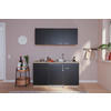 MINIKÜCHE 150 cm   in Schwarz, Eichefarben  - Eichefarben/Schwarz, Basics, Holzwerkstoff (150cm) - Respekta