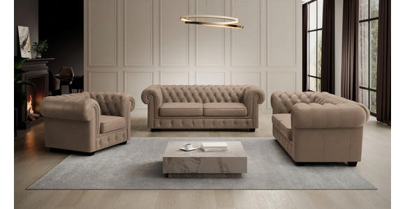 CHESTERFIELD-SESSEL - Wengefarben/Hellbraun, LIFESTYLE, Holz/Textil (115/76,5/96cm) - Landscape