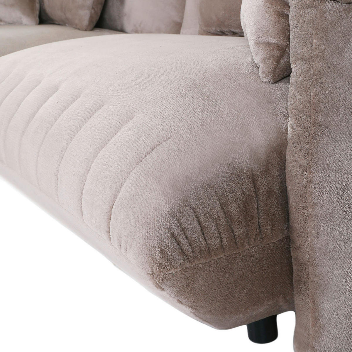 HÖRNSOFFA i plysch beige  - beige/svart, Klassisk, textil/plast (170/270cm) - MID.YOU