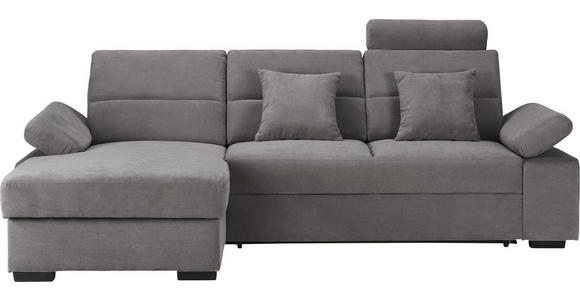 WOHNLANDSCHAFT inkl.Funktionen Hellgrau Webstoff - Dunkelbraun/Hellgrau, Design, Kunststoff/Textil (166/258cm) - Cantus