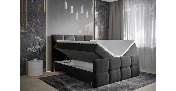 BOXBETT 180/200 cm in Anthrazit - Chromfarben/Anthrazit, Design, Holz/Holzwerkstoff (180/200cm) - Esposa