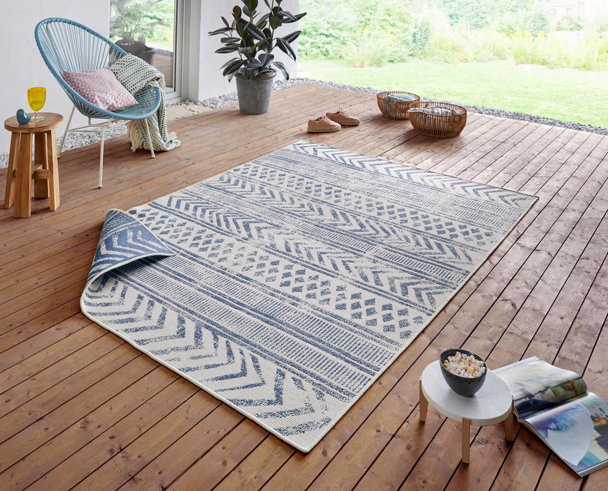 OUTDOORTEPPICH 120/170 cm Twin Supreme Creme, Blau  - Blau/Creme, Design, Kunststoff (120/170cm) - Hanse Home