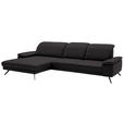 ECKSOFA in Echtleder Dunkelbraun  - Dunkelbraun/Schwarz, Design, Leder/Metall (193/332cm) - Dieter Knoll