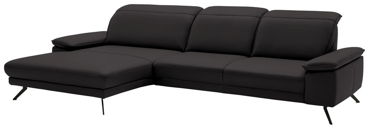 ECKSOFA in Echtleder Dunkelbraun  - Dunkelbraun/Schwarz, Design, Leder/Metall (193/332cm) - Dieter Knoll