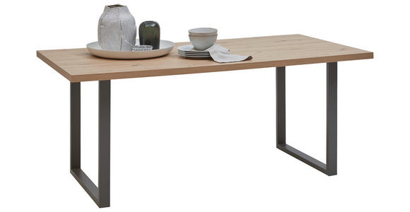 ESSTISCH - Eiche Artisan/Grau, Design, Holzwerkstoff/Metall (180/90/74cm) - Hom`in