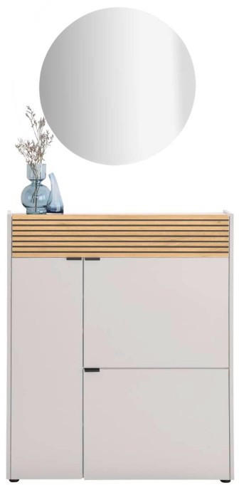 GARDEROBE 2-teilig  in 83/200/22 cm  - Kaschmir/Eichefarben, Design, Glas/Holzwerkstoff (83/200/22cm) - Voleo