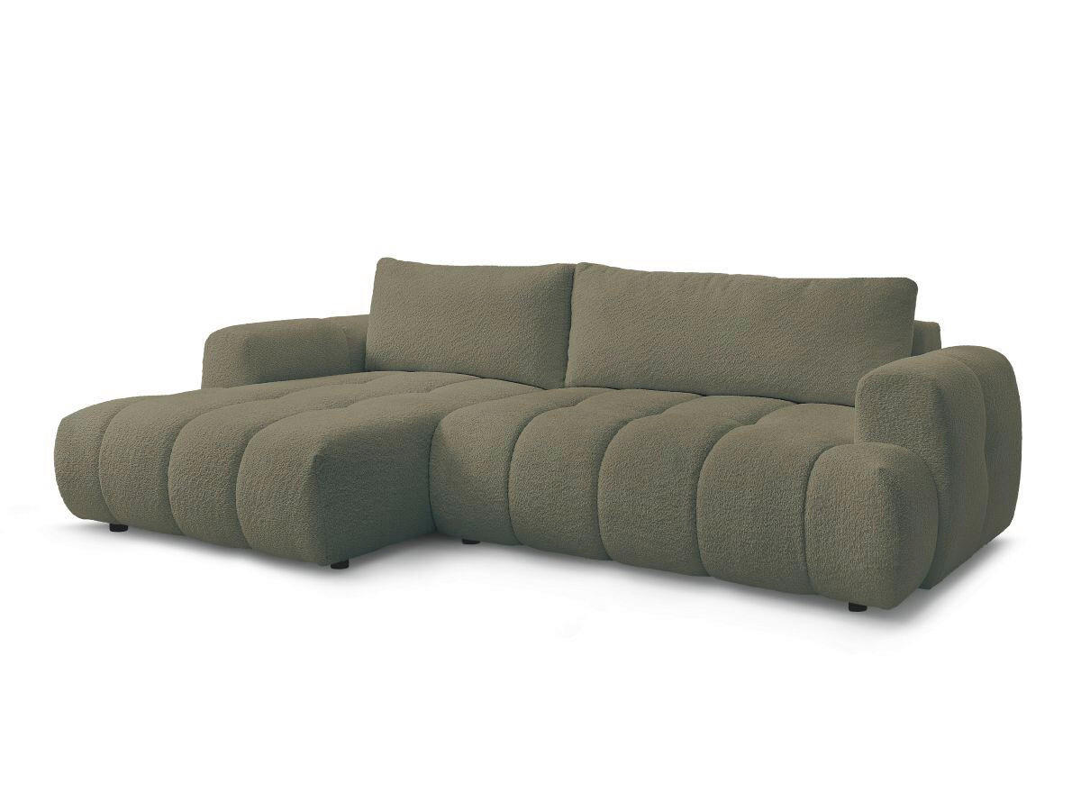 ECKSCHLAFSOFA FUJI Bouclé Grün  inkl.  - Schwarz/Grün, MODERN, Kunststoff/Textil (160/292cm)