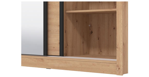 SCHIEBETÜRENSCHRANK 242/215,5/60 cm 3-türig Eiche Artisan - Schwarz/Eiche Artisan, Basics, Glas/Holzwerkstoff (242/215,5/60cm) - Xora