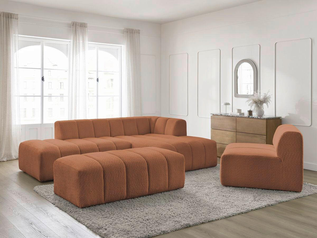 ECKSOFA Ottomane rechts  ANNECY Orange Bouclé  - Schwarz/Orange, MODERN, Kunststoff/Textil (262/170cm)