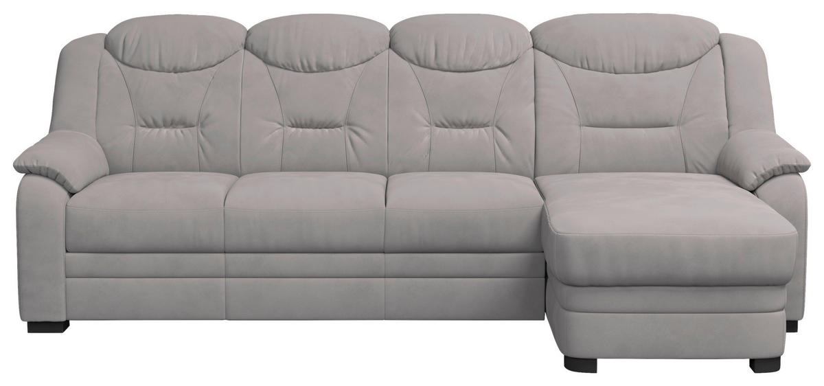 ECKSOFA in Mikrofaser Hellgrau  257/162 cm  - Hellgrau/Schwarz, Basics, Kunststoff/Textil (257/162cm) - MID.YOU