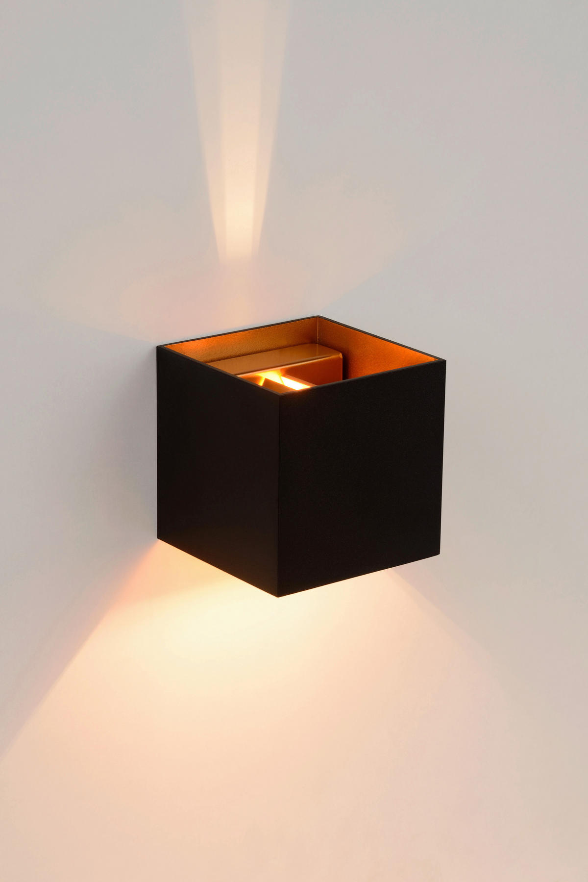 LED-WANDLEUCHTE 9.7/9.7/9.7 cm   - Messingfarben/Schwarz, Design, Metall (9.7/9.7/9.7cm) - Lucide