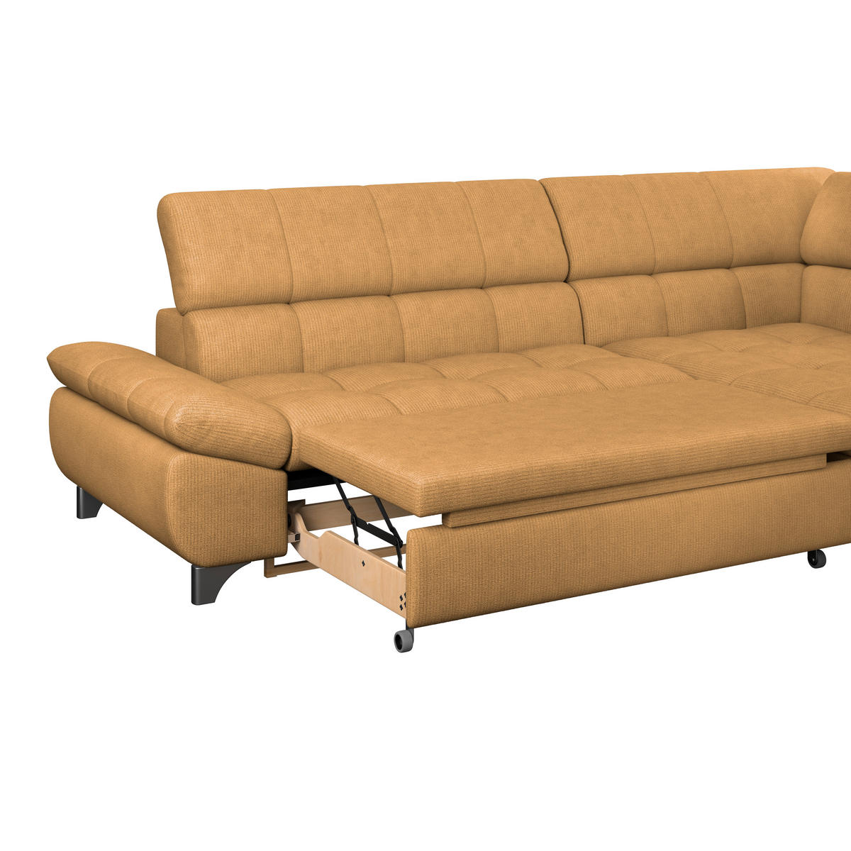 ECKSOFA Goldfarben Chenille  - Chromfarben/Goldfarben, KONVENTIONELL, Textil/Metall (312/234cm) - Livetastic