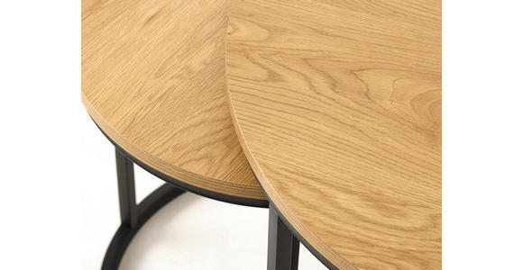 BEISTELLTISCHSET rund Eichefarben - Eichefarben/Schwarz, Basics, Holzwerkstoff/Metall (40-60/40-60/45-50cm) - Xora