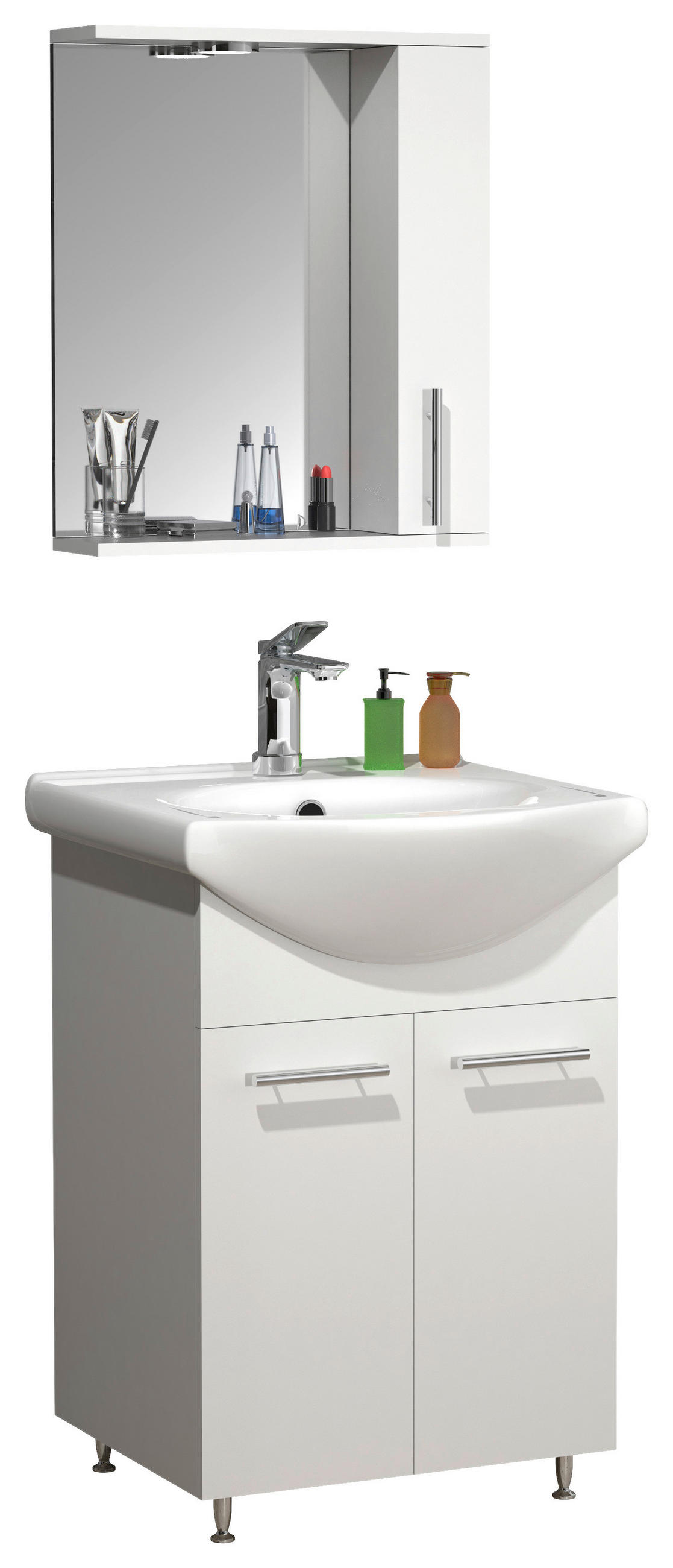 BADEZIMMER 3-teilig  in 50 cm  - Weiss/Silberfarben, Modern, Glas/Keramik (50cm) - MID.YOU