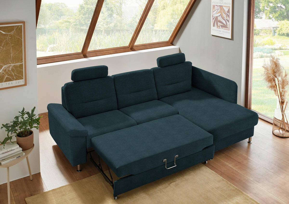 ECKSOFA  in Flachgewebe Opal  244/160 cm  - Opal/Alufarben, KONVENTIONELL, Textil/Metall (244/160cm) - Beldomo Comfort