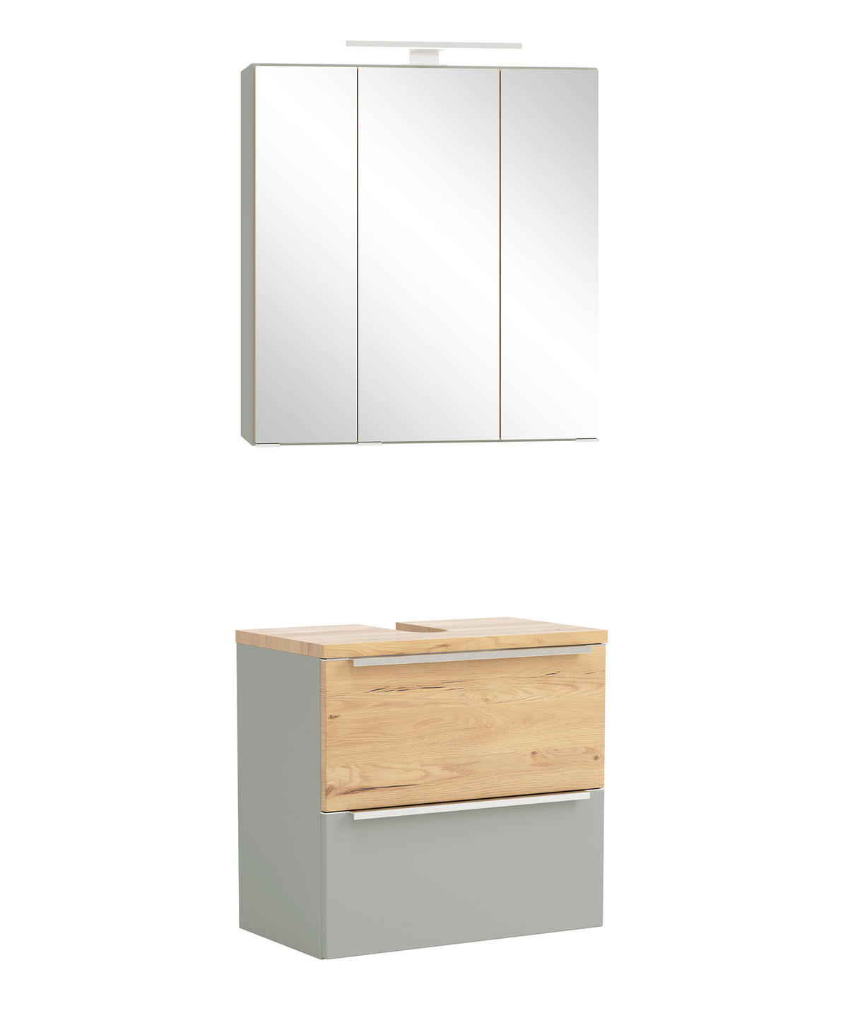 BADEZIMMER 2-teilig  in 60 cm  - Schilfgrün/Wildeiche, Trend, Glas/Holzwerkstoff (60cm) - Held