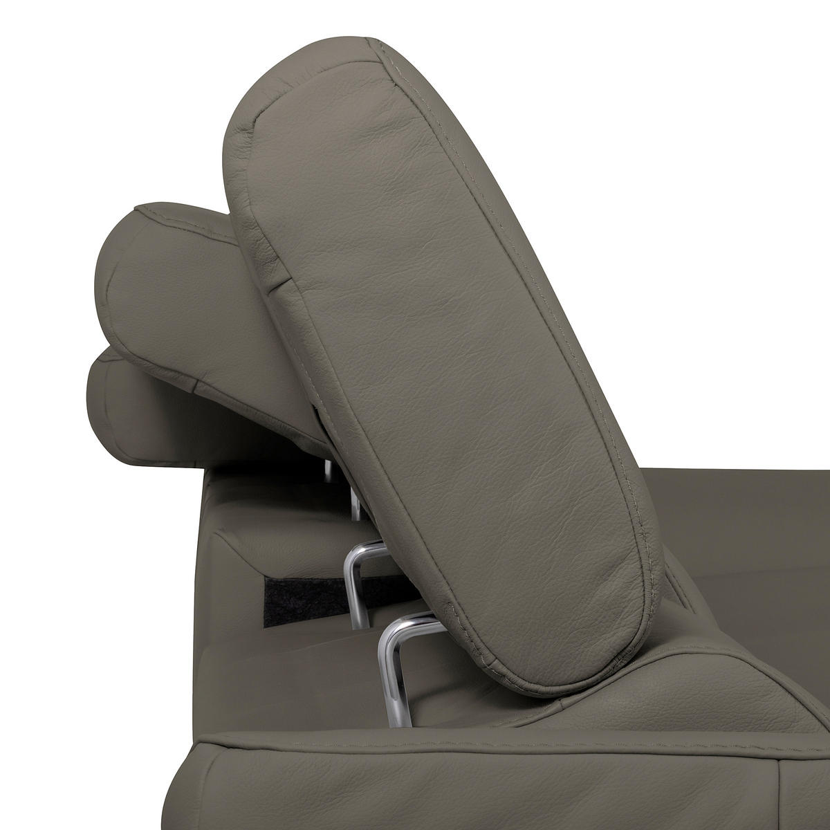 ECKSOFA SONO Schlammfarben Echtleder Lederlook Bettkasten, Armteilverstellung, Kopfteilverstellung  - Chromfarben/Schlammfarben, Design, Leder/Textil (252/179cm) - Livetastic
