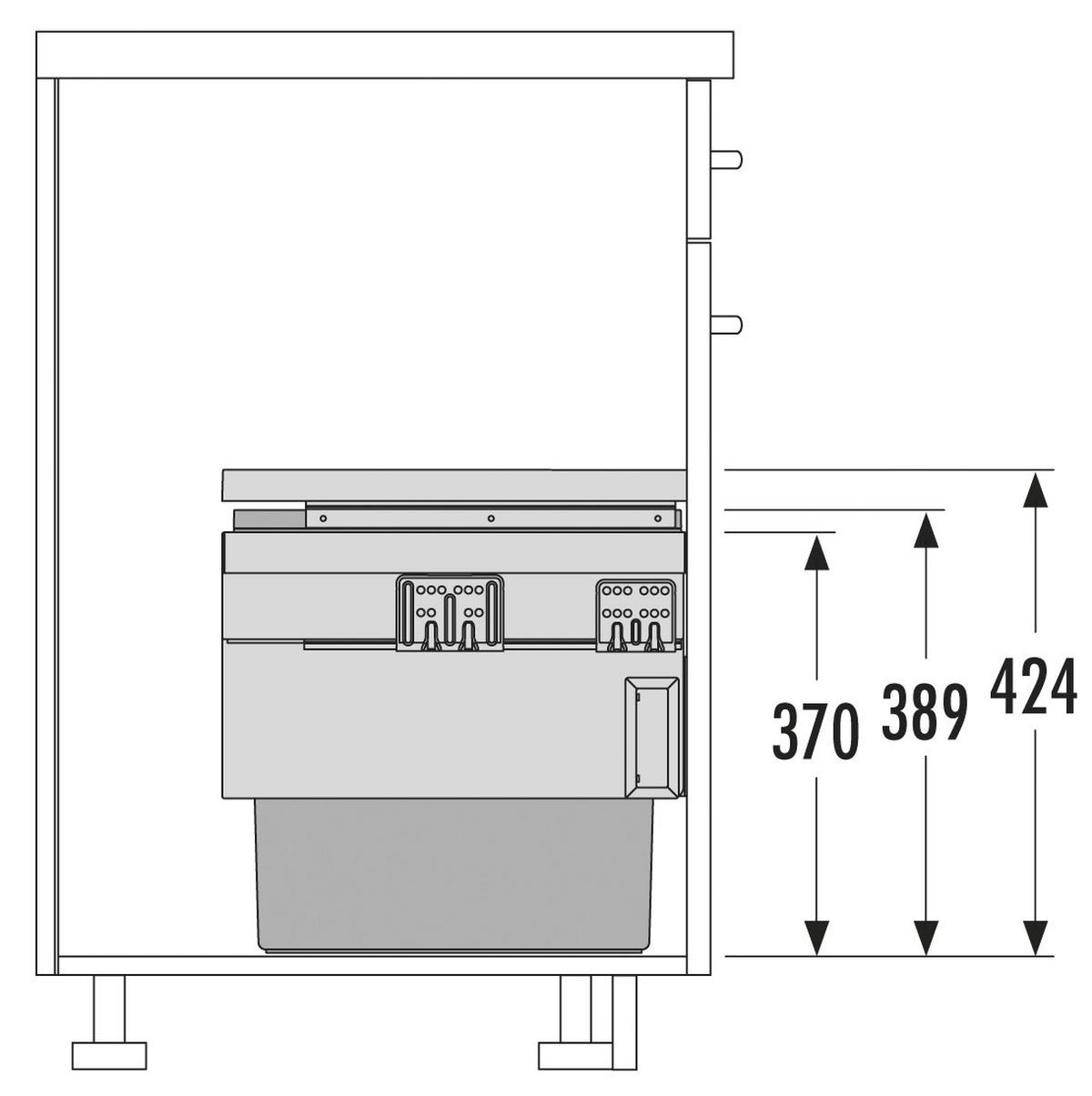 EINBAUABFALLSAMMLER 2 x 18 l  Kunststoff  - Dunkelgrau, Basics, Kunststoff (41,2-41,8/37-42,4/40cm) - HKT