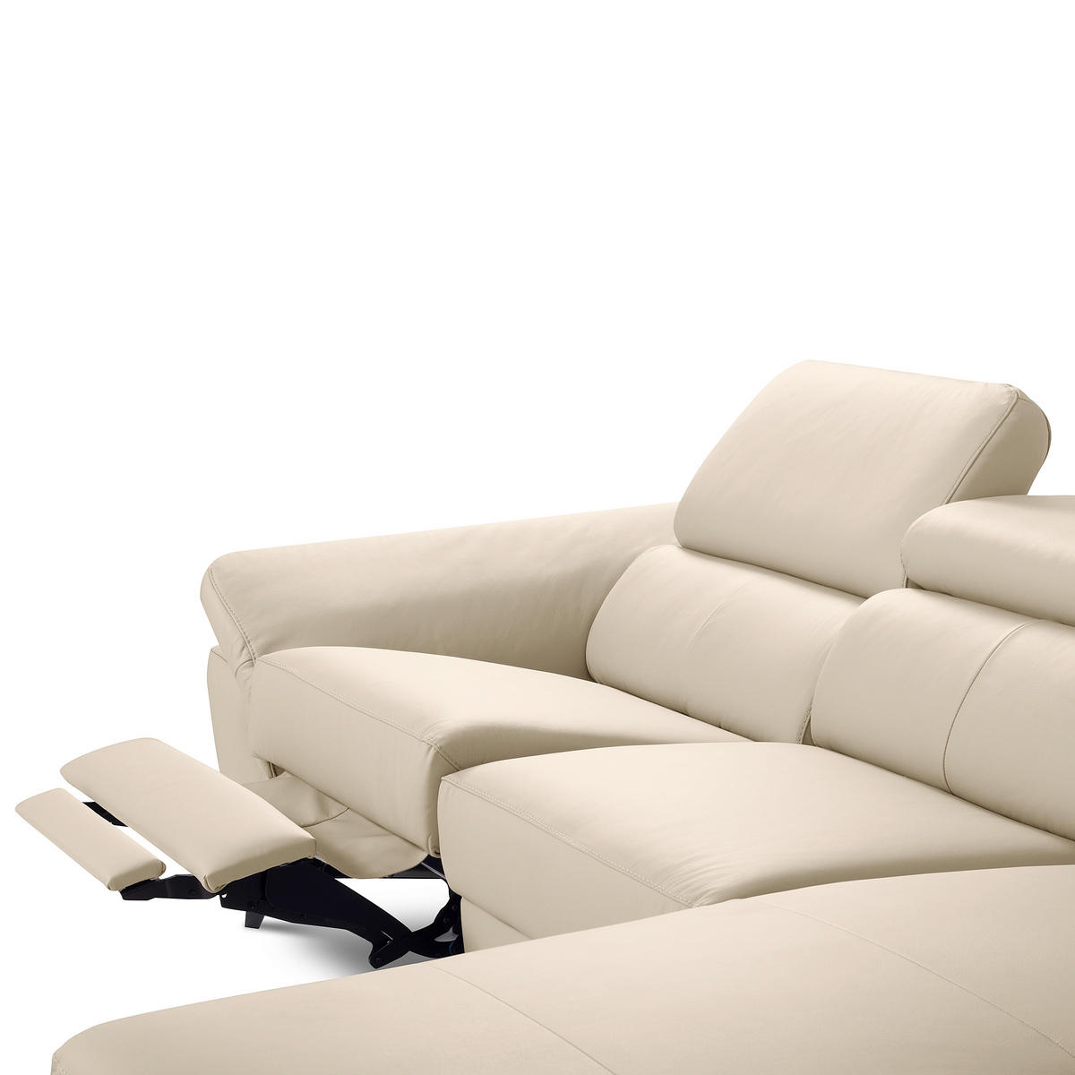 ECKSOFA Lederlook Echtleder Grau  - Chromfarben/Grau, Design, Leder/Textil (252/179cm) - Livetastic