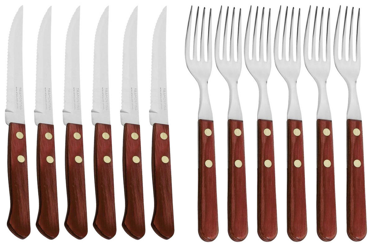 SADA PRÍBOROV, ušľachtilá oceľ, 12-dielne - červená, Lifestyle, kov/drevo