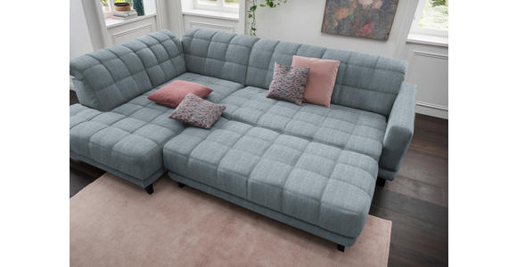 ECKSOFA  in Webstoff Hellblau  216/302 cm  - Schwarz/Hellblau, Design, Holz/Textil (216/302cm) - Xora