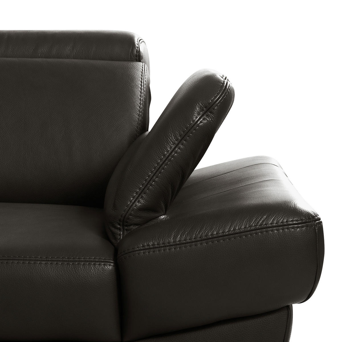 ECKSOFA  in Lederlook Echtleder Dunkelbraun  - Dunkelbraun/Schwarz, Design, Leder/Textil (211/264cm) - Livetastic