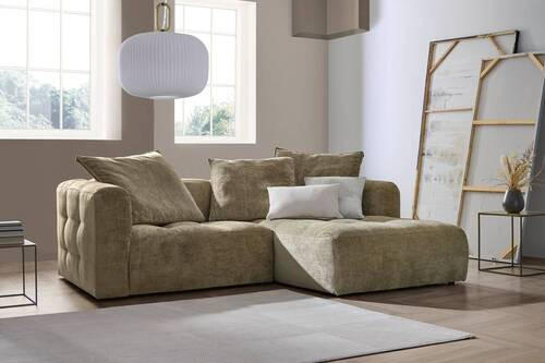 ECKSOFA in Chenille Greige  - Greige/Schwarz, Modern, Kunststoff/Textil (173/240cm) - Stylife