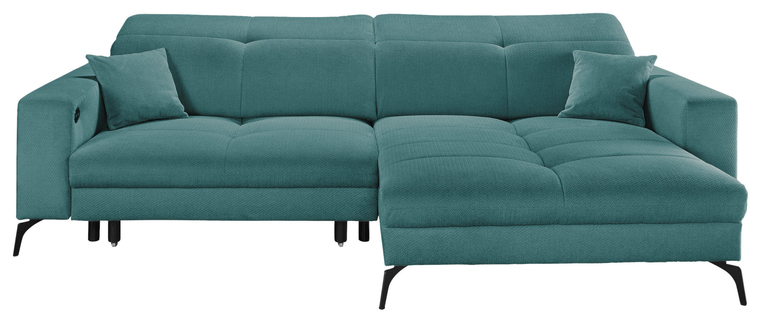 ECKSOFA Petrol Webstoff  - Petrol/Schwarz, KONVENTIONELL, Textil/Metall (285/180cm) - SetOne by Musterring