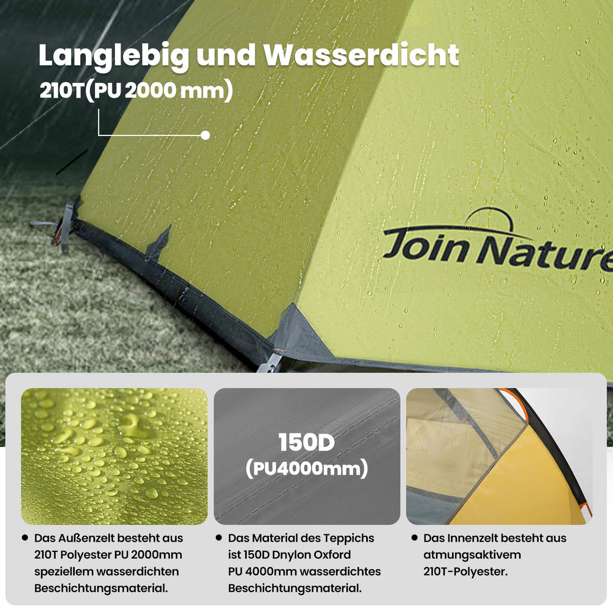 ZELT - Dunkelgelb/Grün, Basics, Textil/Metall (240/210/130cm) - Modante