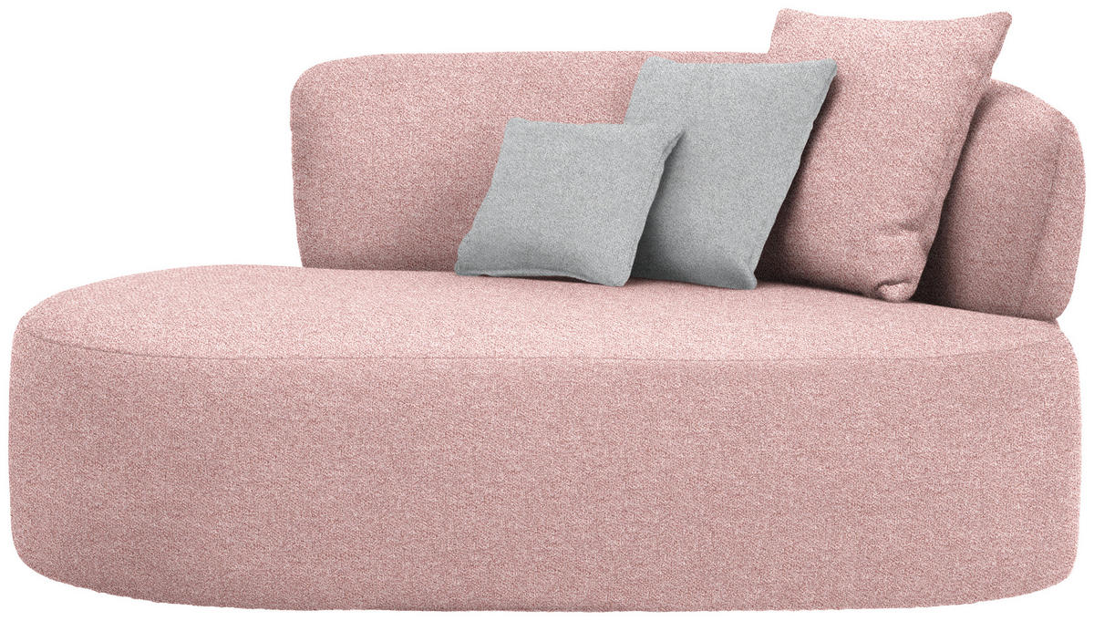 RÉCAMIERE  in Flachgewebe Grau, Altrosa  - Schwarz/Altrosa, MODERN, Kunststoff/Textil (166/86/105cm) - Hom`in