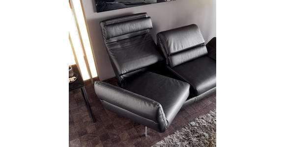 ZWEISITZER-SOFA in Echtleder Schwarz - Chromfarben/Schwarz, Design, Leder/Metall (172-226/83/96cm) - Dieter Knoll