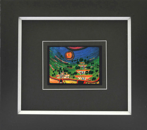 KUNSTDRUCK Friedensreich Hundertwasser Abstraktes, Architektur DIE HÄUSER HÄNGEN  - Multicolor/Schwarz, Basics, Papier/Holzwerkstoff (43/38,5cm)