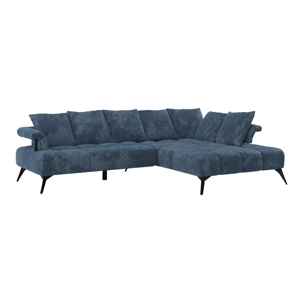 ECKSOFA VANESSA Blau Flachgewebe  - Blau/Schwarz, MODERN, Kunststoff/Textil (297/200cm) - Livetastic