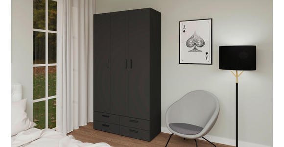 DREHTÜRENSCHRANK in Anthrazit - Anthrazit/Schwarz, KONVENTIONELL, Holzwerkstoff/Kunststoff (111/179/52cm) - Carryhome