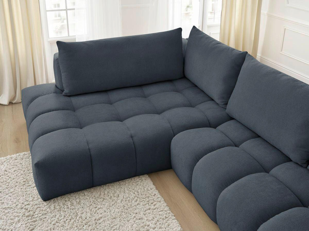 ECKSOFA Ottomane links  EVEREST Dunkelblau Struktur  - Schwarz/Dunkelblau, MODERN, Kunststoff/Textil (210/352cm) - Livetastic