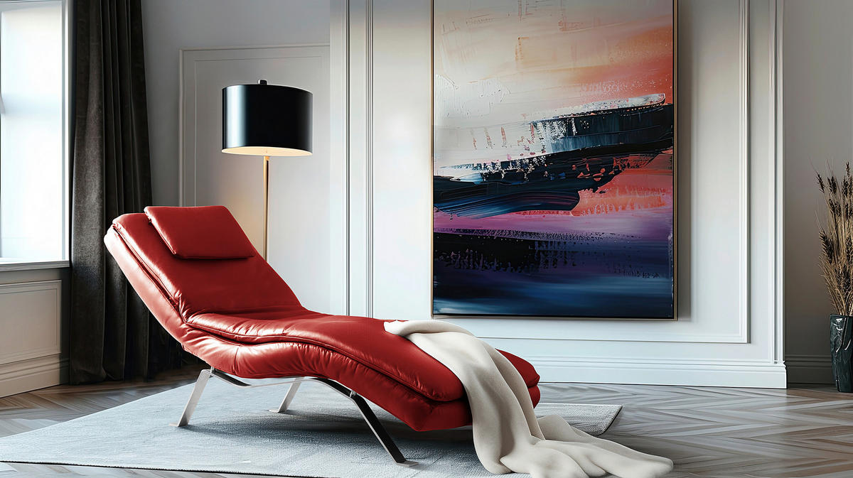 RELAXLIEGE in Echtleder Rot  - Silberfarben/Rot, Design, Leder/Metall (65/95/171cm) - Celina Home